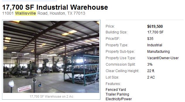 11001 Wallisville Warehouse for Sale