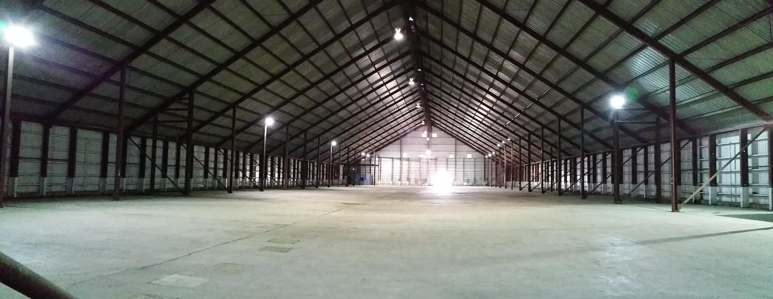 View of inside of warehouse facing North