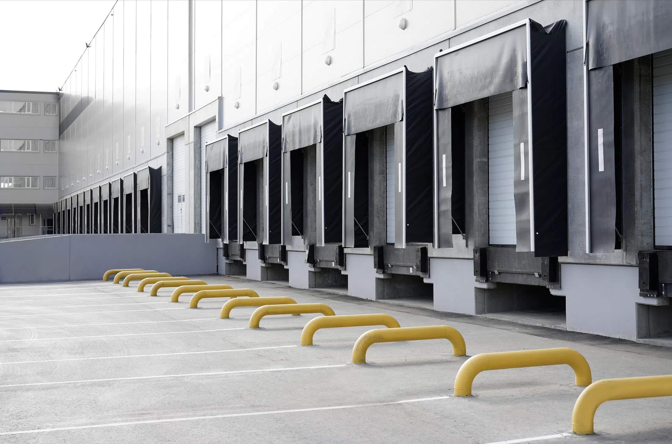 Photo of a large dock-high loading facility.