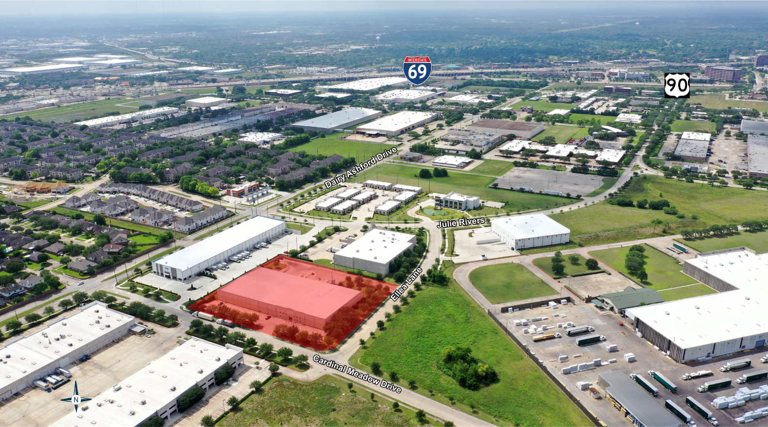 Wide View Overhead Image Showing Location for 12501 Cardinal Meadow Drive Freezer/Cooler Listing | Warehouse Finder
