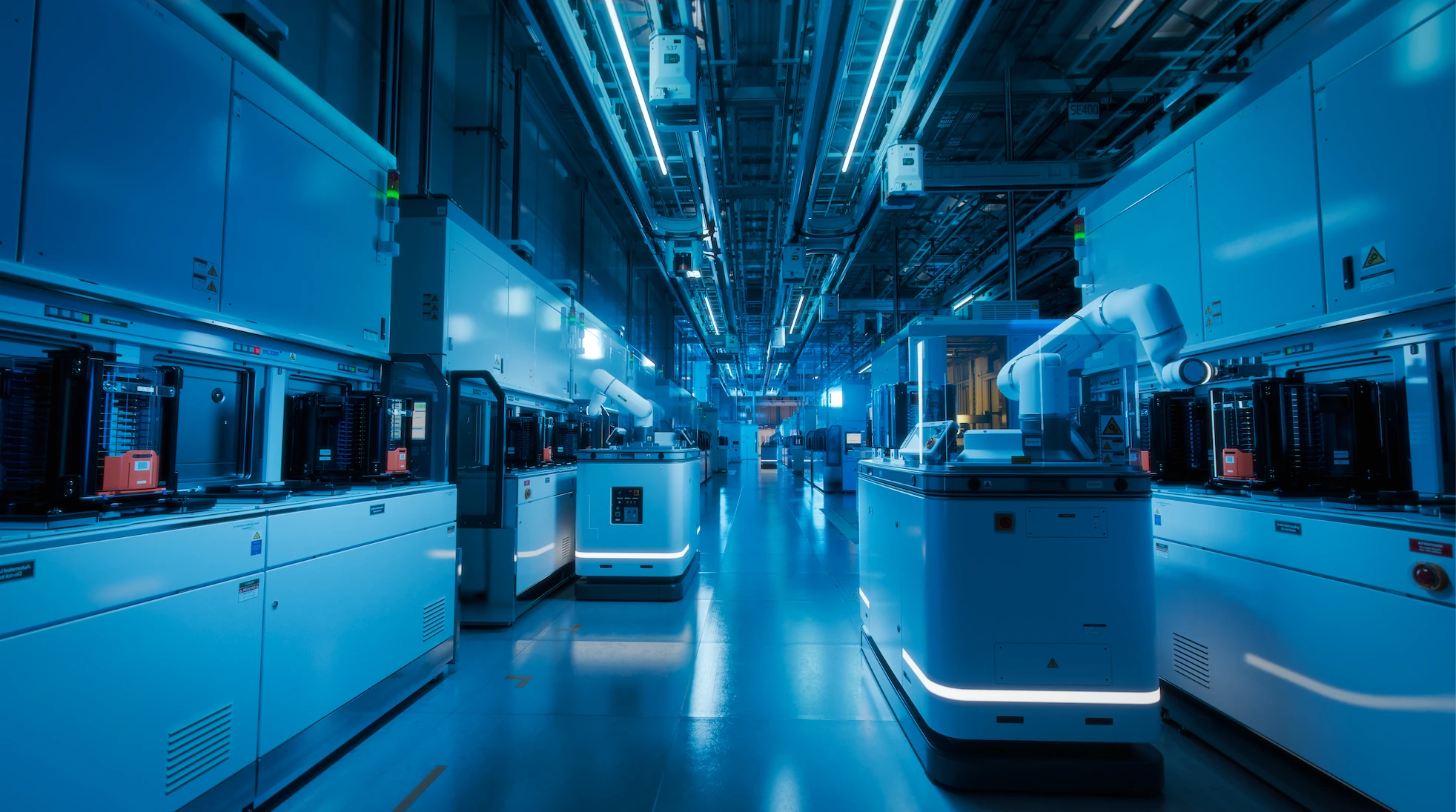 An image showing wafer processing equipment in a clean room environment. | Warehouse Finder
